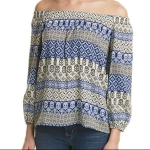 Velvet by G&S Blue & Black Off the Shoulder Blouse